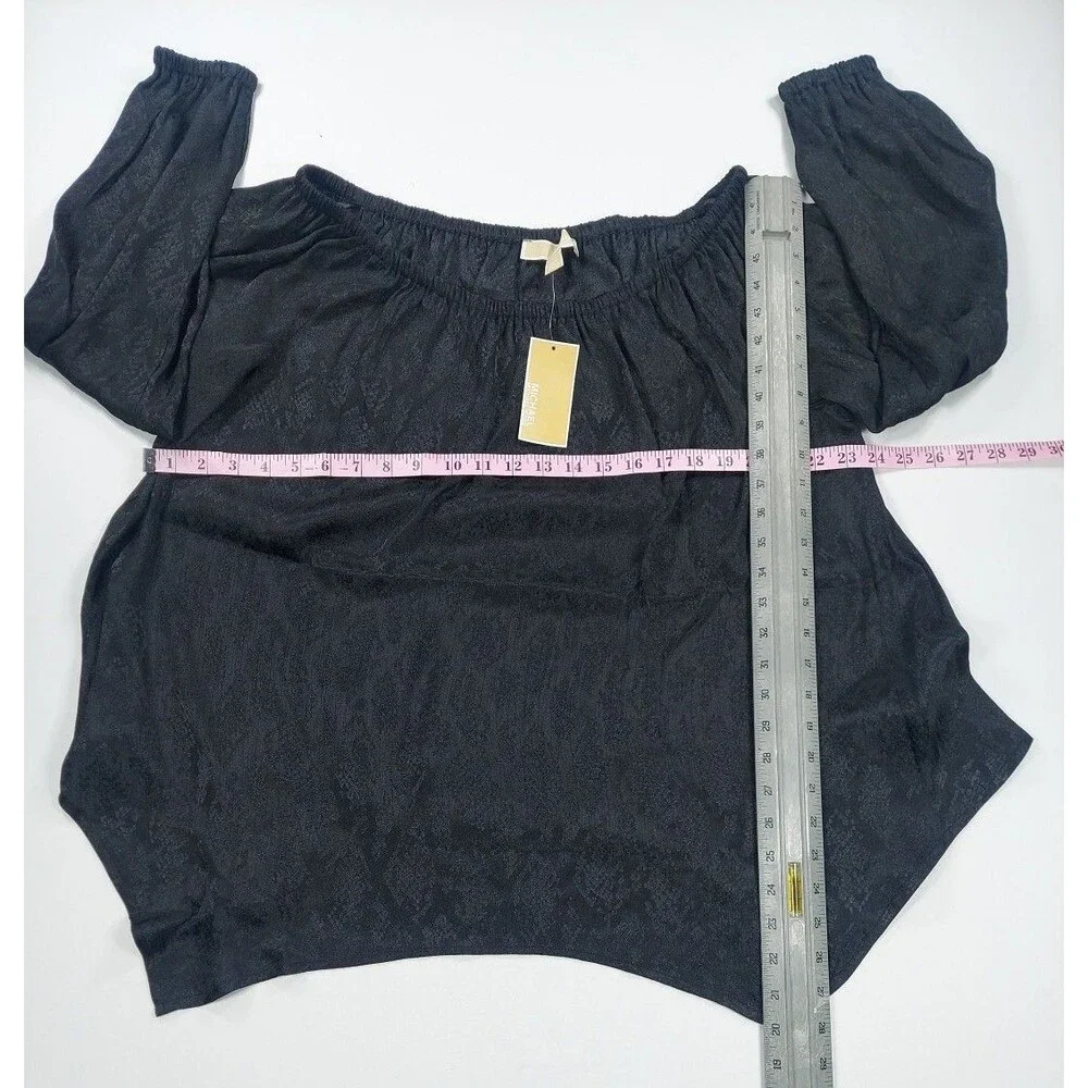 MICHAEL Michael Kors Womens Plus Size 0X Black Off Shoulder Blouse Top NWT
